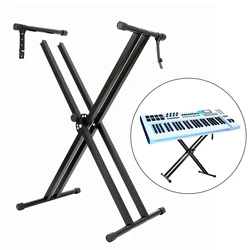 Electronic Organ Stand Portable With Adjustable Width Detachable Piano Double Tube Piano Stand X-Shaped Double Tube Piano Stand