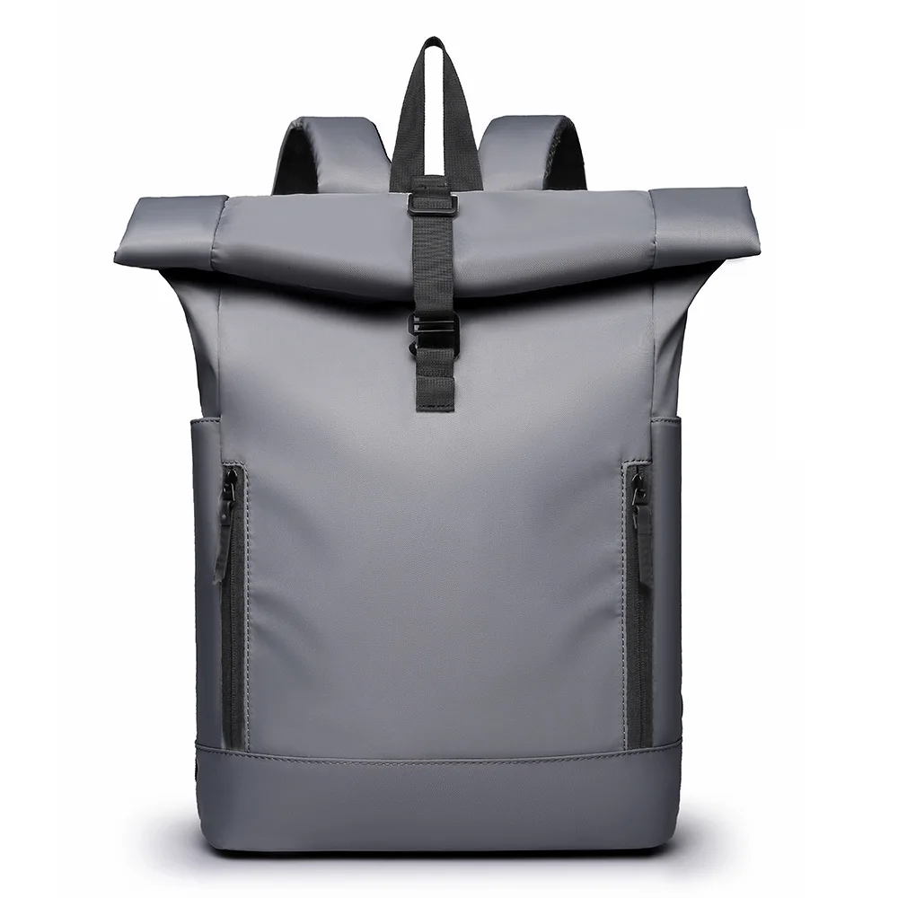Cityrucksack Rolltop Rucksack mit Laptopfach 15,6 Zoll, Unisex Rucksack,Grau (für Büro, Studium und Reisen, Damen & Herren Daypack Freizeitrucksack, Tourenrucksack, Schulrucksack), wasserabweisender
