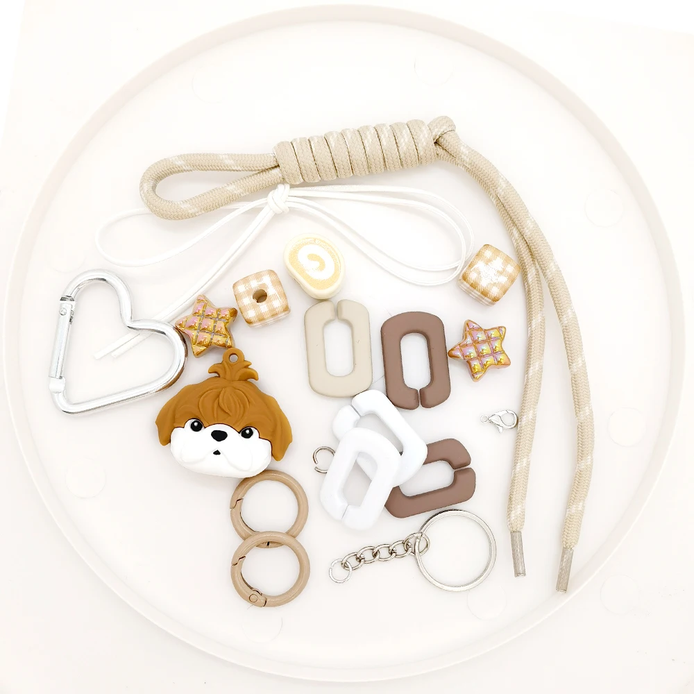 DIY Cute Bag Charm Keychains Keyring Mobile Phone Hanging Chain Bead Strap Bracelet Gift Accessories Kit