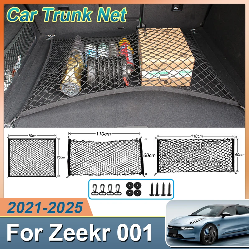 

For Zeekr 001 2021 2022 2023 2024 2025 Car Trunk Net Luggage Cargo Nylon High Elasticity Mesh Bag Organize Auto Accessories Part