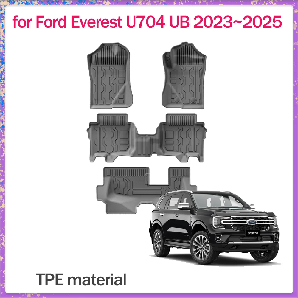 

Автомобильный коврик для Ford Everest U704 UB 2023 ~ 2025 2024 TPE, внутренняя подкладка для ног, водонепроницаемый коврик для багажника, ковер на заказ, аксессуары
