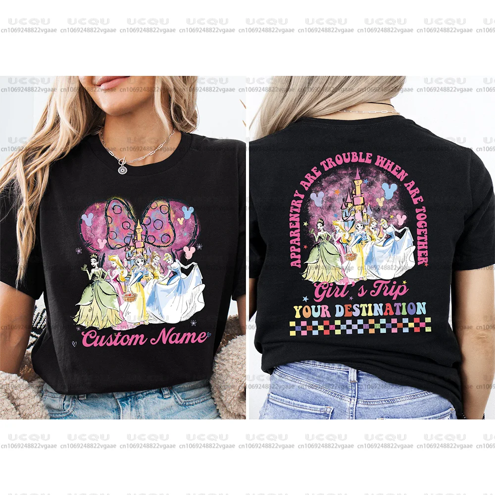 2026 ディズニー ミニー ボウ ファミリー Tシャツ Tシャツ トップ 誕生日旅行 女の子 Y2k 服 コットン プリンセス スウェットシャツ パーティー 城