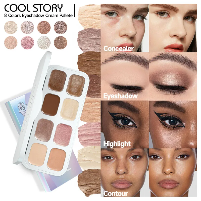 8-Color Shimmer Eyeshadow Palette, Multifunctional Makeup Palette, Long-Lasting Shimmering Eye Highlighter, High Pigmentation, High-Gloss Multi-Functional Eyeshadow Palette, Dimensional Makeup, Easy To Use, Suitable ForAll Skin Types