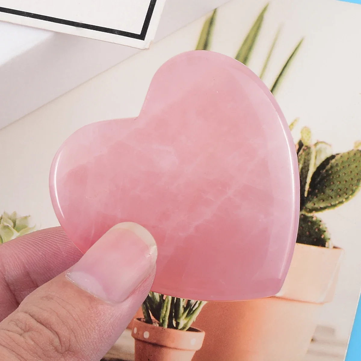 1pc 6cm Rozenkwarts Guasha Board Hart Roze Kristallen Steen Geschenken Natuurlijke Kwarts Liefde Kristal Home Decor Goed cadeau Huidverzorging Tool - afbeelding 2