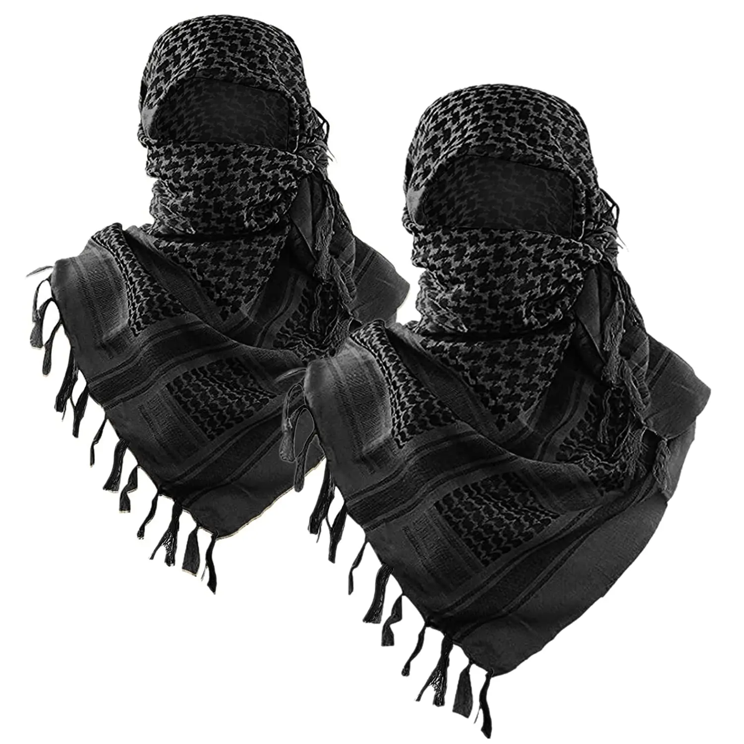 Double Red 2Pcs Military Shemagh Tactical Desert Scarf / 100% Cotton Keffiyeh Scarf Wrap for Men And Women