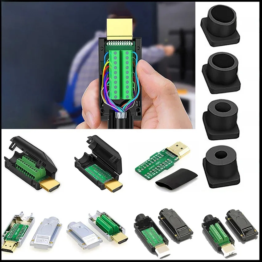 1pc HDMI kompatybilny 2.0 złącze modułowe lutowane/lutowane męskie zaciski przyłączeniowe komputerowe wtyczki wideo telewizyjne z obudową — zdjęcie 2