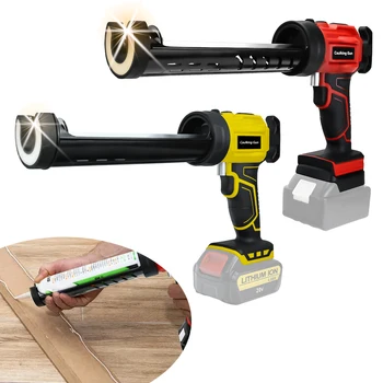 Pistola de calafateo inalámbrica, pistola eléctrica de silicona de 4 velocidades ajustables con pistola adhesiva de luz LED para batería Makita/Dewalt/Milwaukee