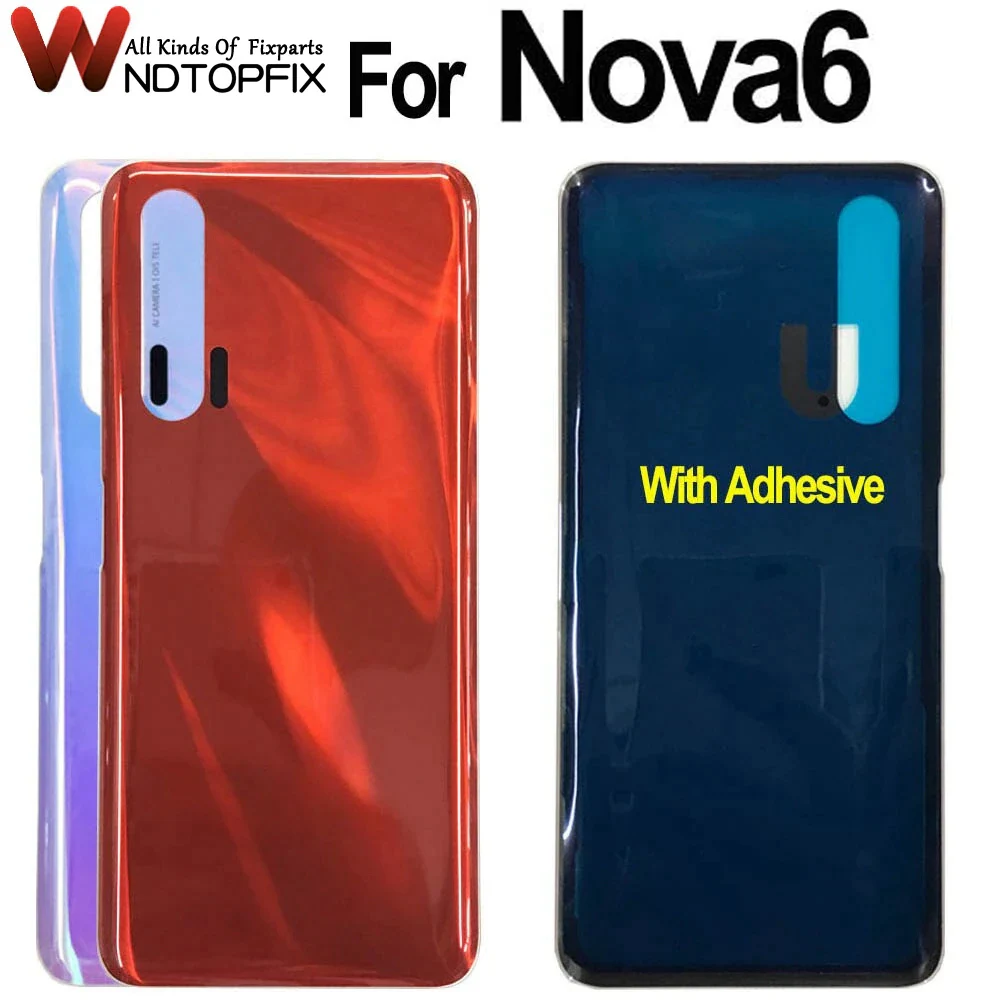 

6.57" Back Cover For Huawei Nova 6 Battery Cover Door Rear Glass Housing For Huawei Nova6 Battery Cover WLZ-AL10 Housing Case