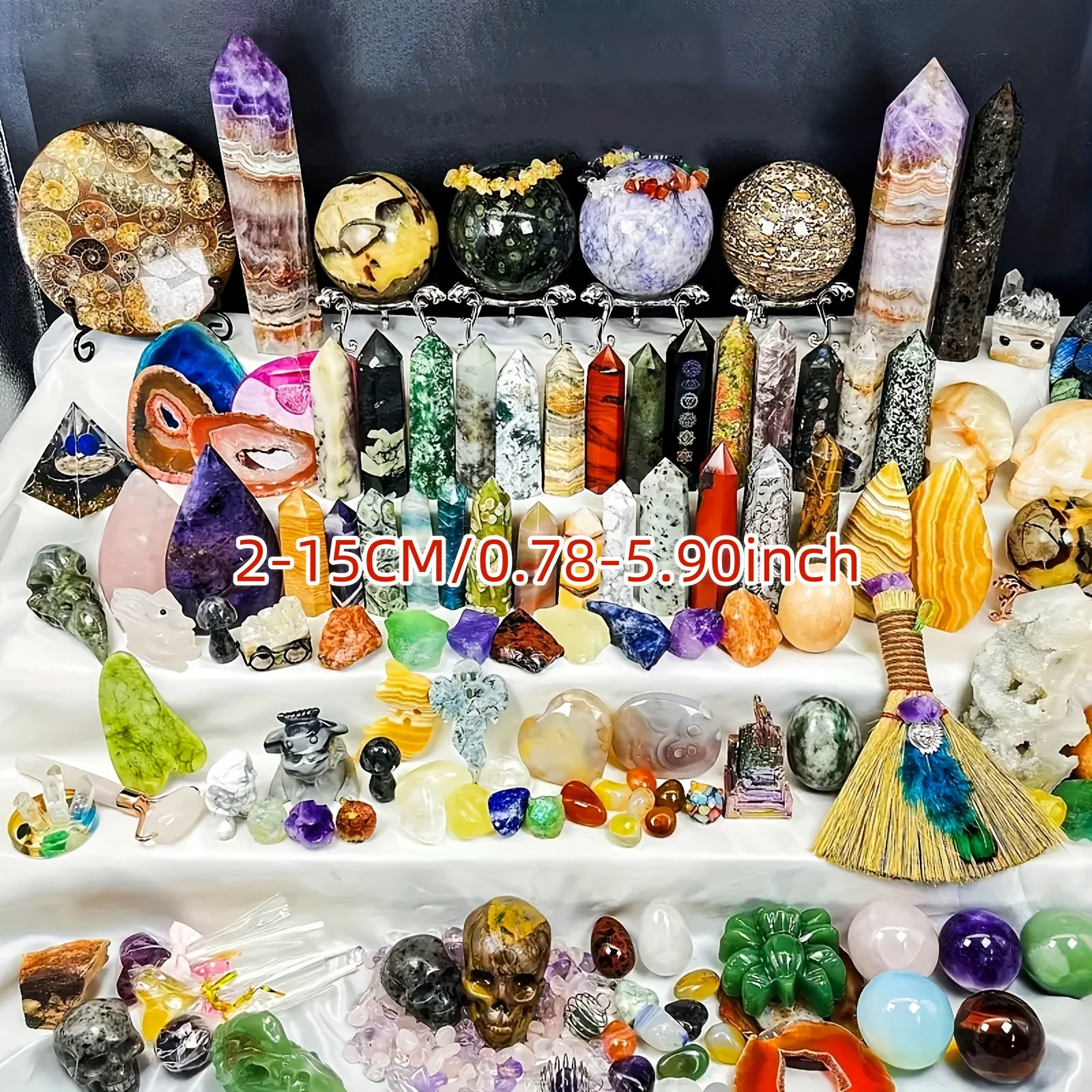 Open your own unique crystals! 1lb-3lb Crystal Gift Box-Mixed Raw Stone, Tower, Sphere, Carving , Bracelet Ring, Home Decoration