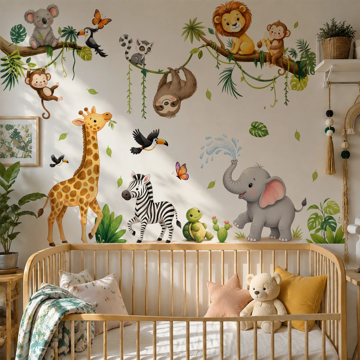 Baby Nursery Wallpaper - Stiker Dinding Hewan Safari untuk Kamar