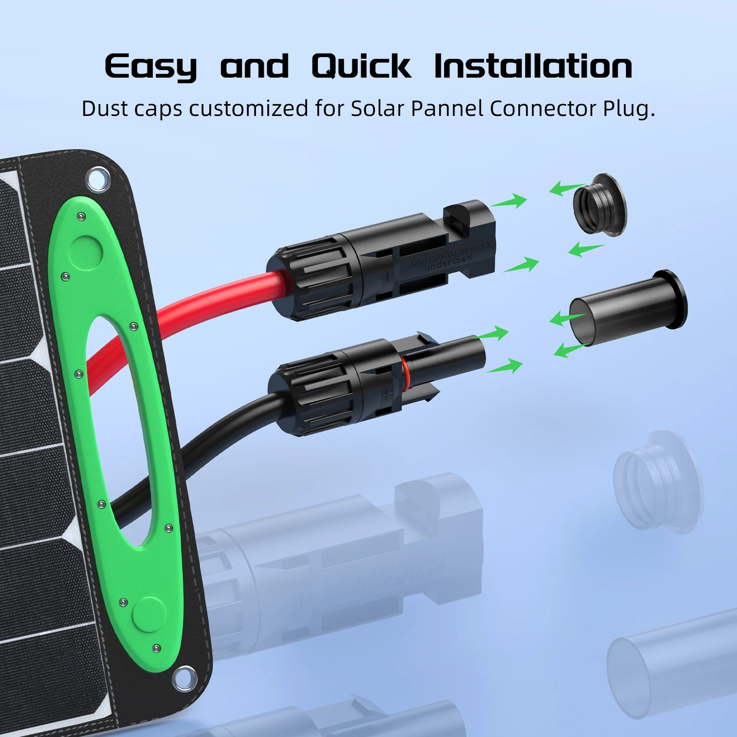 10 Pairs Solar Connector Caps, Weather Resistant Dust Male and Female Cap for Solar Connectors