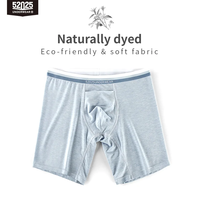 52025 Men Long Boxers Underwear Premium Eco-friendly Modal Soft Breathable Comfortable Boxer Briefs Men Underwear Sexy Open-fly