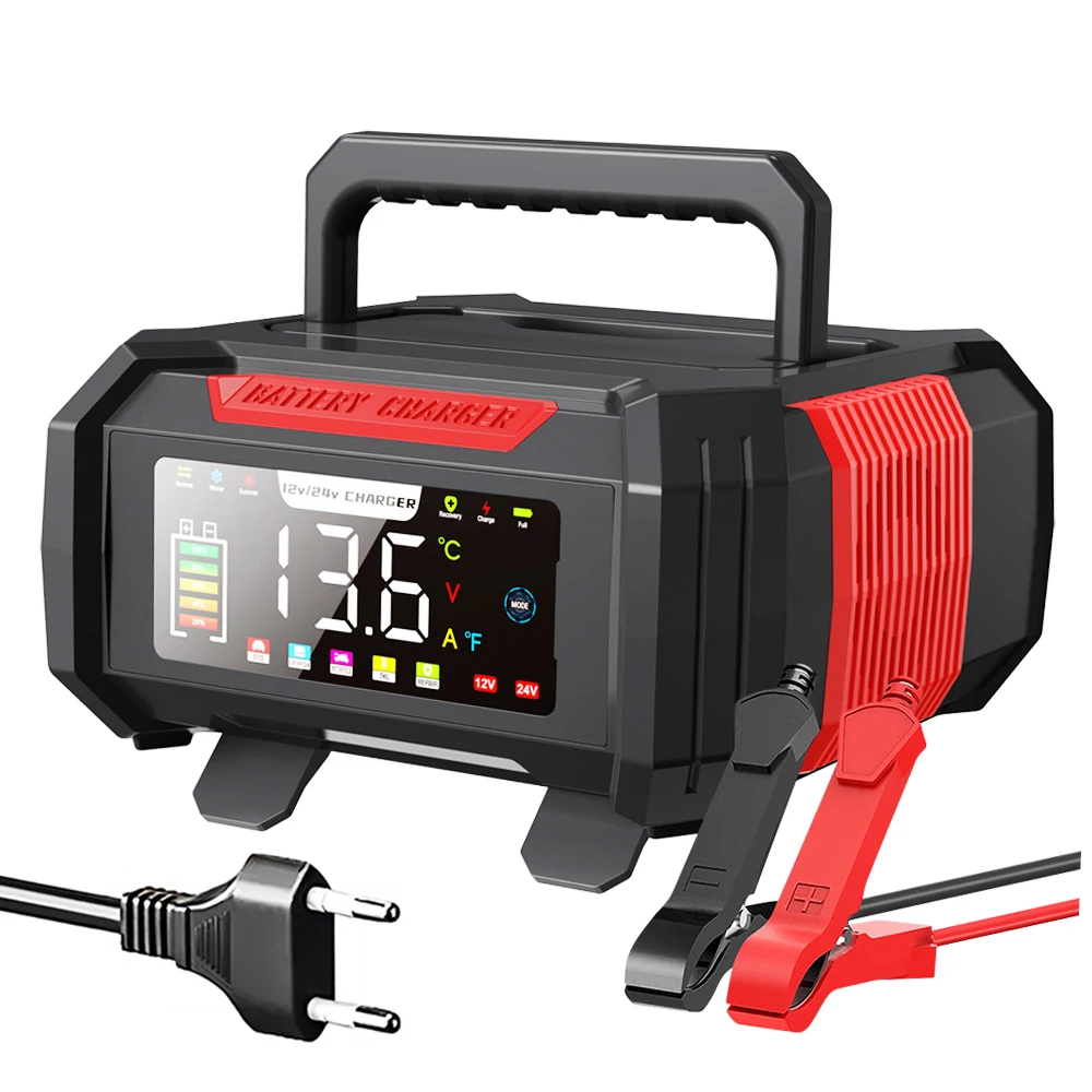 EAFC 15A/8A Autobatterieladegerät 12V/24V All-in-One Intelligentes Batterieladegerät Reparaturwerkstatt für Blei-Säure-LiFePO4-Batterien