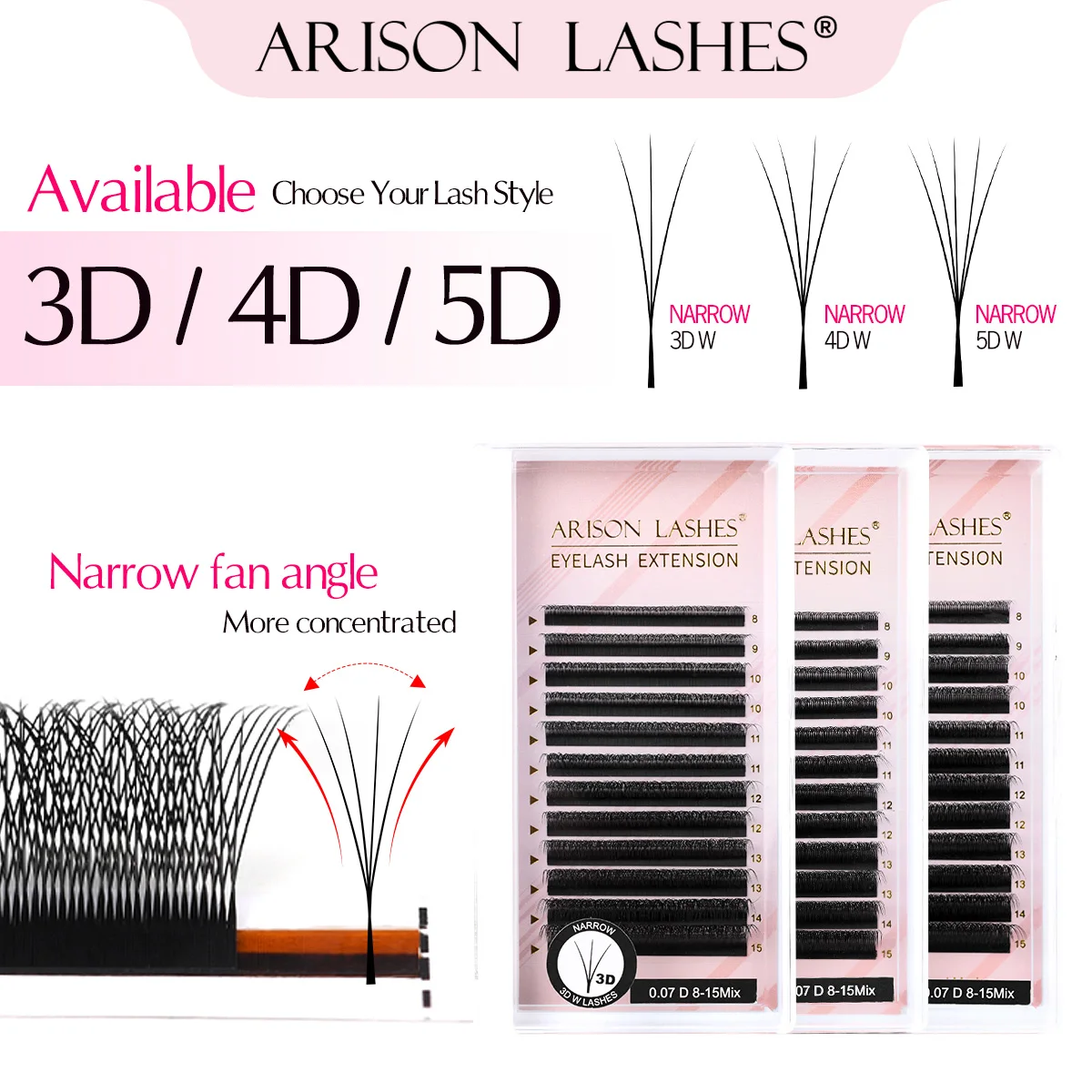 ARISON V-Form Falsche Wimpern Vorgefertigte 3D 4D 5D Schmale W Weiche Matte Schwarze Vorgefertigte Wimpernverlängerungen