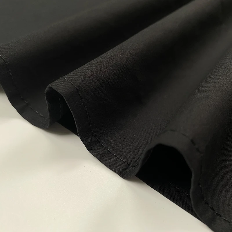 فستان نسائي أسود فضفاض من القطن 100% لخريف 2025 قميص قصير أنيق جديد بسيط أنيق بياقة واقفة وأكمام طويلة فساتين للمرأة