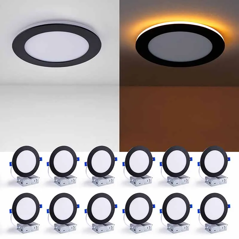 12-Pack 6-Inch LED Recessed Ceiling Lights Dimmable 5CCT with Night Light Energy Saving