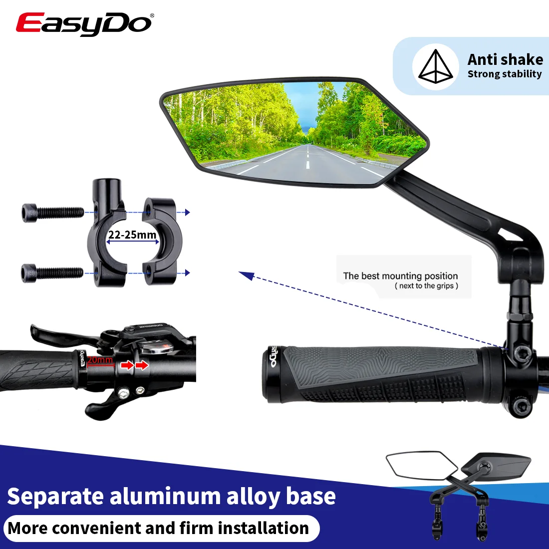 Etook Bicycle Rear View Mirror Bike Cycling Wide Range Back Sight Reflector Adjustable Left Right Mirrors