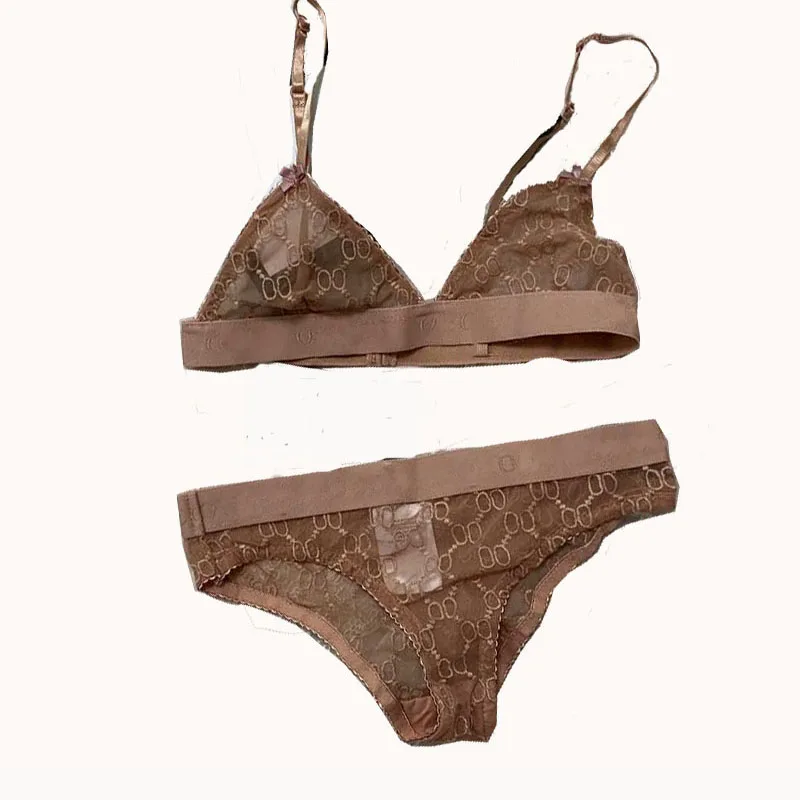 

Women high quality sexy letter embroidery lingerie set summer bra and panties 2 pieces set mesh lace underwear set female