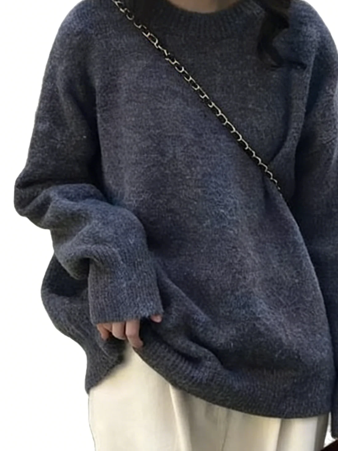 

Women's Autumn and Winter Pullover Sweater, Solid Color Knit Top, Anti-Shrink and Wrinkle-Resistant, Plus Size Cardigan, Fashion