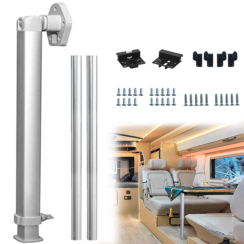 Adjustable Table Leg Kit, 20-30 Inch Folding Telescopic Legs with 2 Piece Slide Rails for RV Camper Yacht Travel Trailer