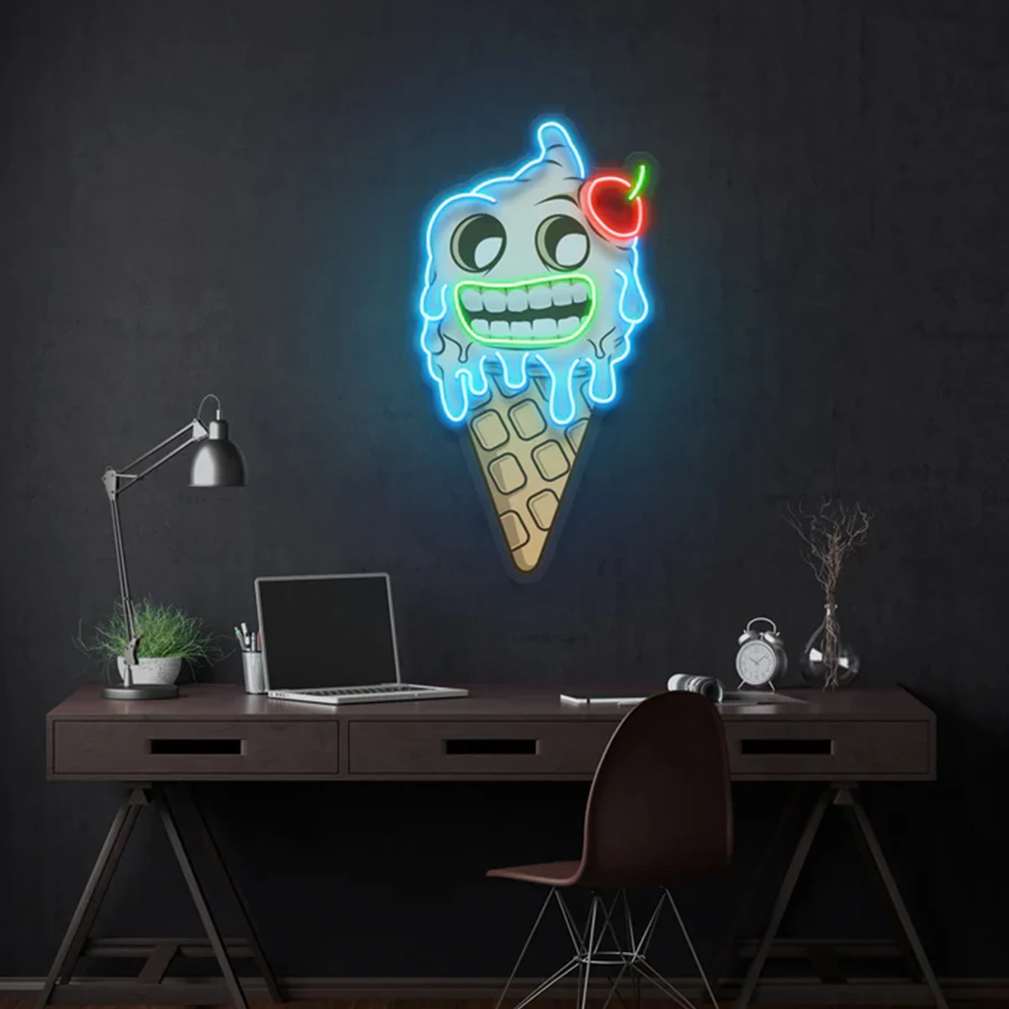 Icecream Cartoon Led Neon Sign Game Room UV Printed Bedroom Sign Wall Art Decor Kid Baby Birthday Gift Coffee Business Shop Sign