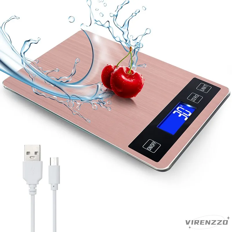 VIRENZZO kitchen scales USB charging electronic scales weighing up to 5kg/15kg various utilization baking scales from 1g