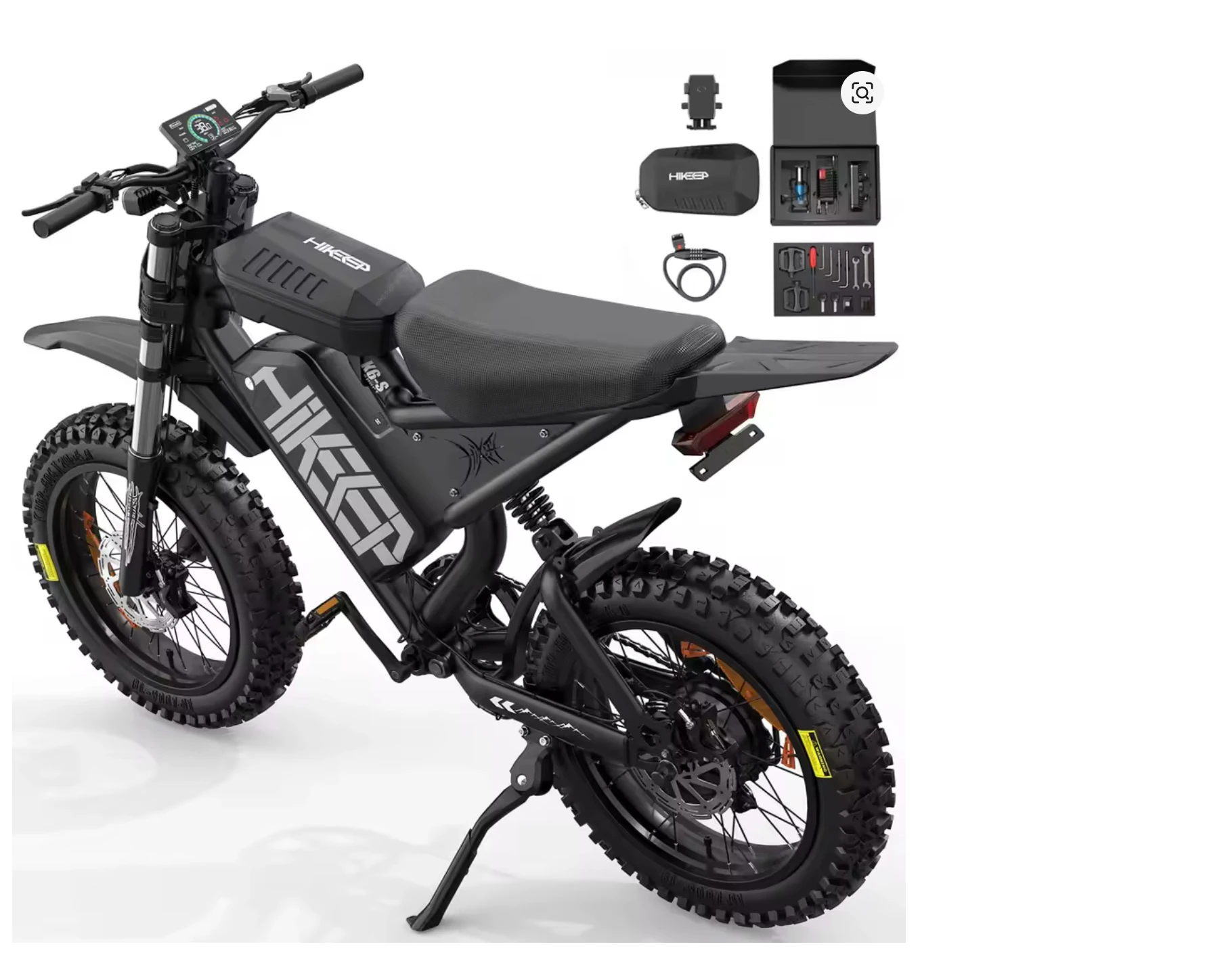 Discount sales on HiKeep Electric Dirt Bike for Adults - 52V 40Ah Fat Tire E-Bike with 20x4.0 Tires, Full Suspension.@ New Sale