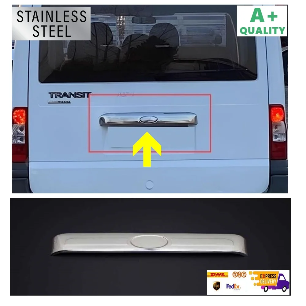 

For Ford Transit Chrome Trunk Lid Cover. Models 2003-2013. Stainless Steel. A + Quality. Car Tuning