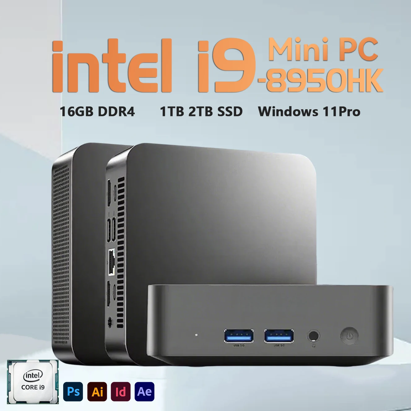 Mini PCIntel Core i9 8950HK 16GB DDR4 1/2TB SSD PC Windows 11 UHD Grafica Pocket PC 4K HD Mini Gaming Pc Desktop