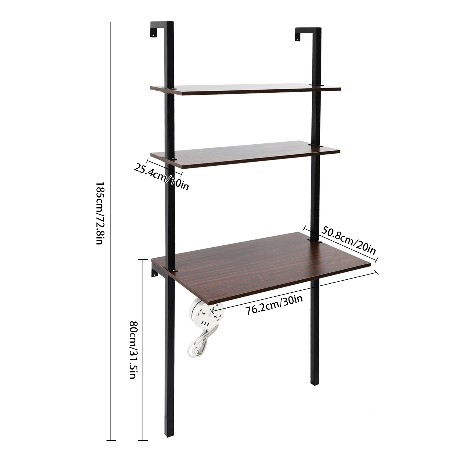 3-tier Wall Mounted Desk, Wall Mount Computer Writing Table, Wall Organizer Mounting Holes Iron, Eco-board for Homes, Offices