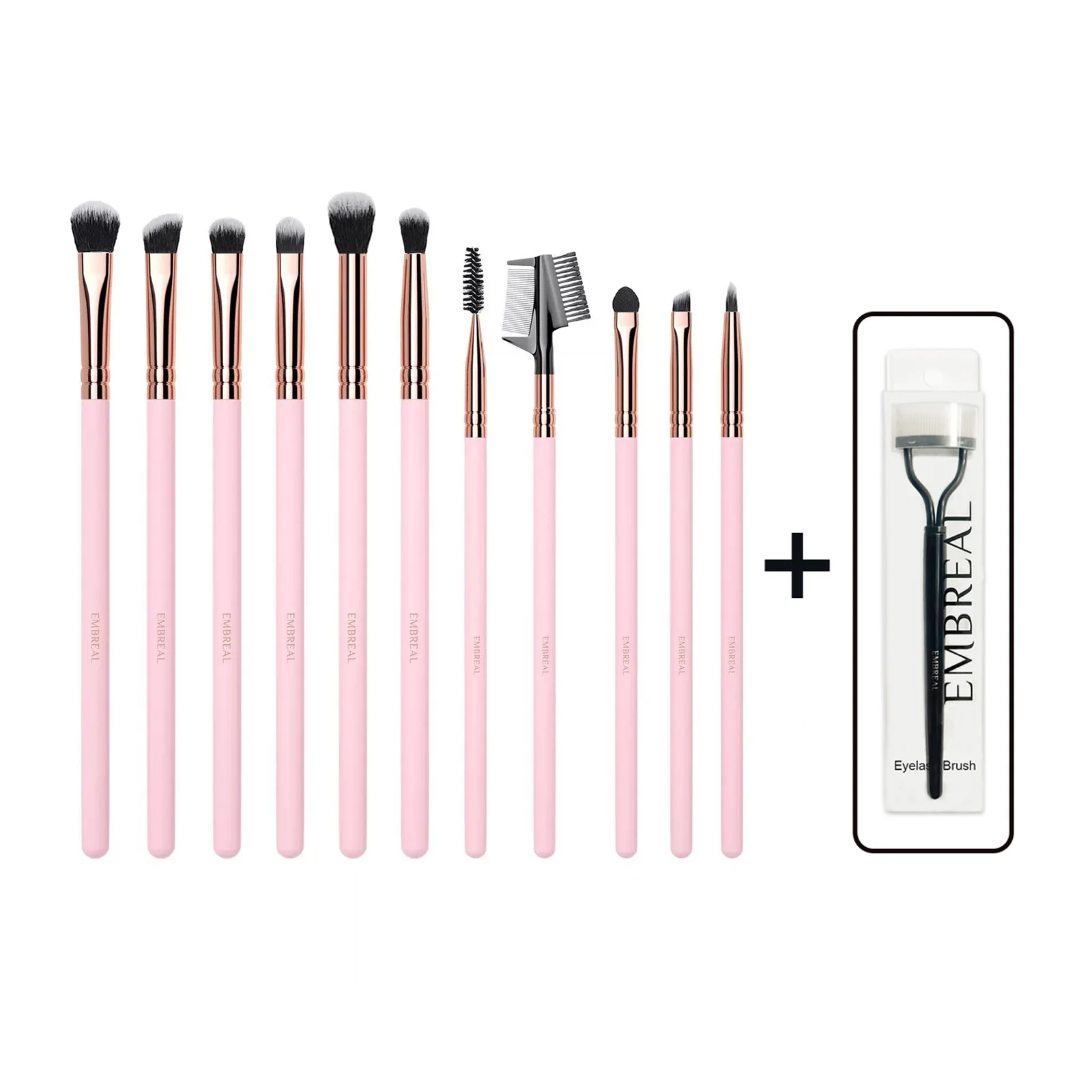 Embreal-Pinceaux de maquillage pour les yeux, fard à barrage, eyeliner, pinceaux de mélange, séparateur de cils en métal, outils de maquillage pour les yeux, 12 pièces