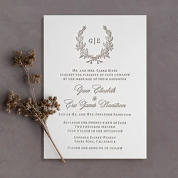 40pcs Letterpress Wedding Invitations,Modern Blind Letterpress Save the Date Card,Embossed Wedding Invitation,Personalized Cards
