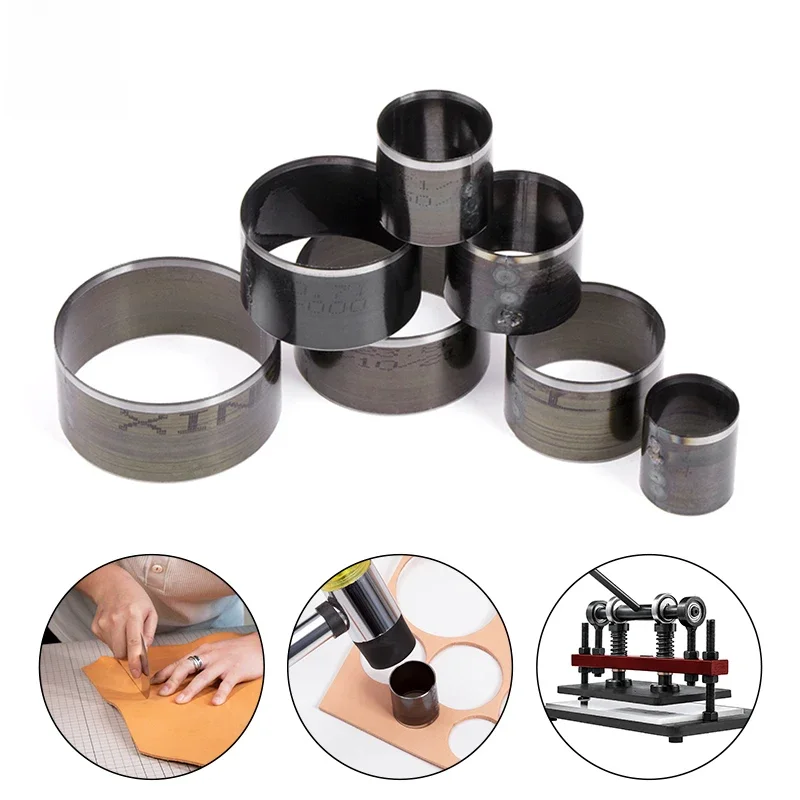 WUTA – matrice de découpe de cuir tranchante, 7 pièces, pochoir circulaire en cuir, moule de coupe, ensemble de poinçons ronds et creux, outils d'artisanat du cuir et du papier