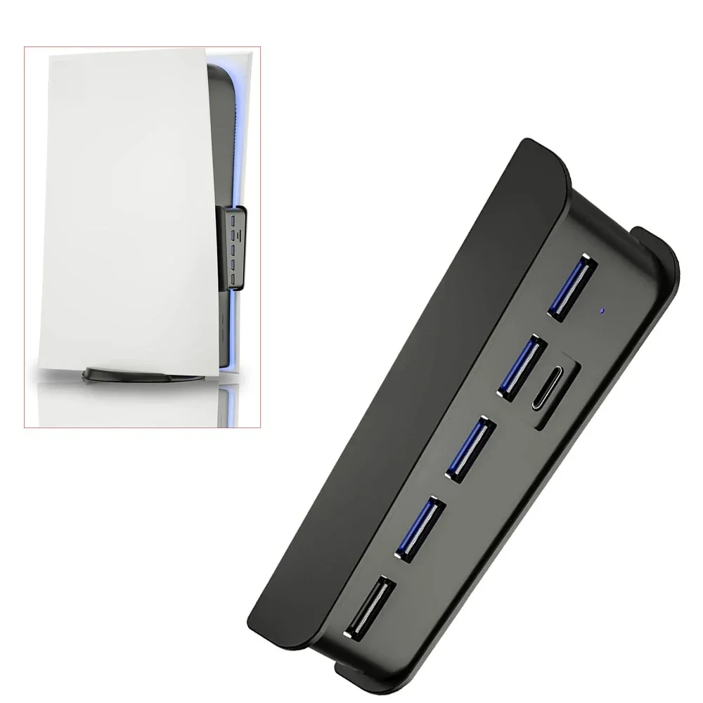 Répartiteur USB 6 en 1 pour PS5, Hub d'extension, 5 Ports USB A + 1 type C pour Console PlayStation 5 édition numérique, accessoires
