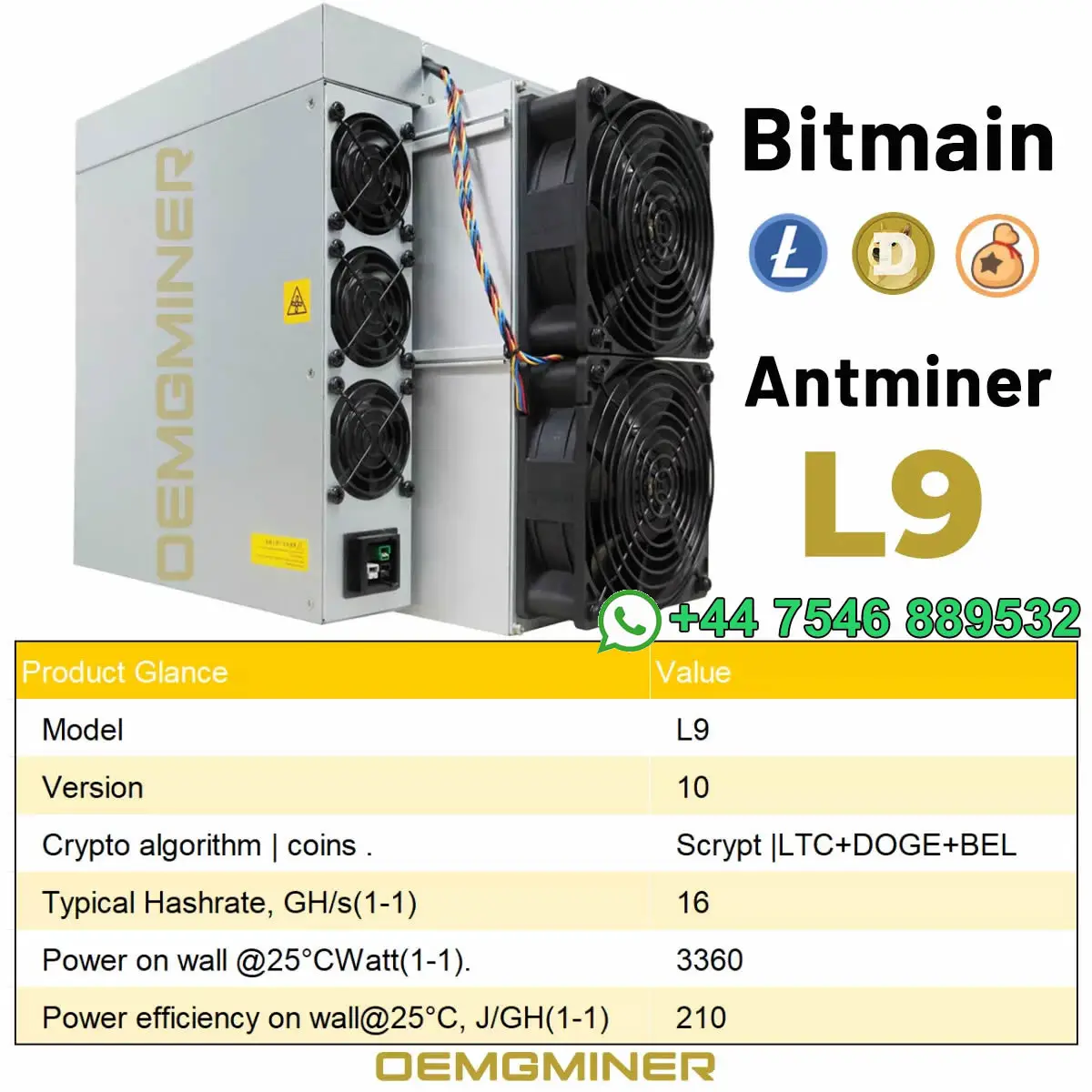 LK صفقة ساخنة أصلية جديدة Antminer L9 16GH/S 3360W Doge Litecoin LTC Coin Asic Miner