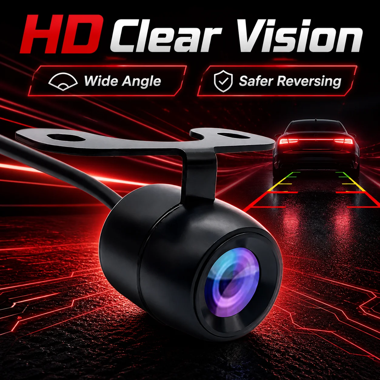 

XFY Hippcron Reverse Camera Front Rearview Car Night Vision With Built-in Distance Scale Lines Universal Waterproof HD System