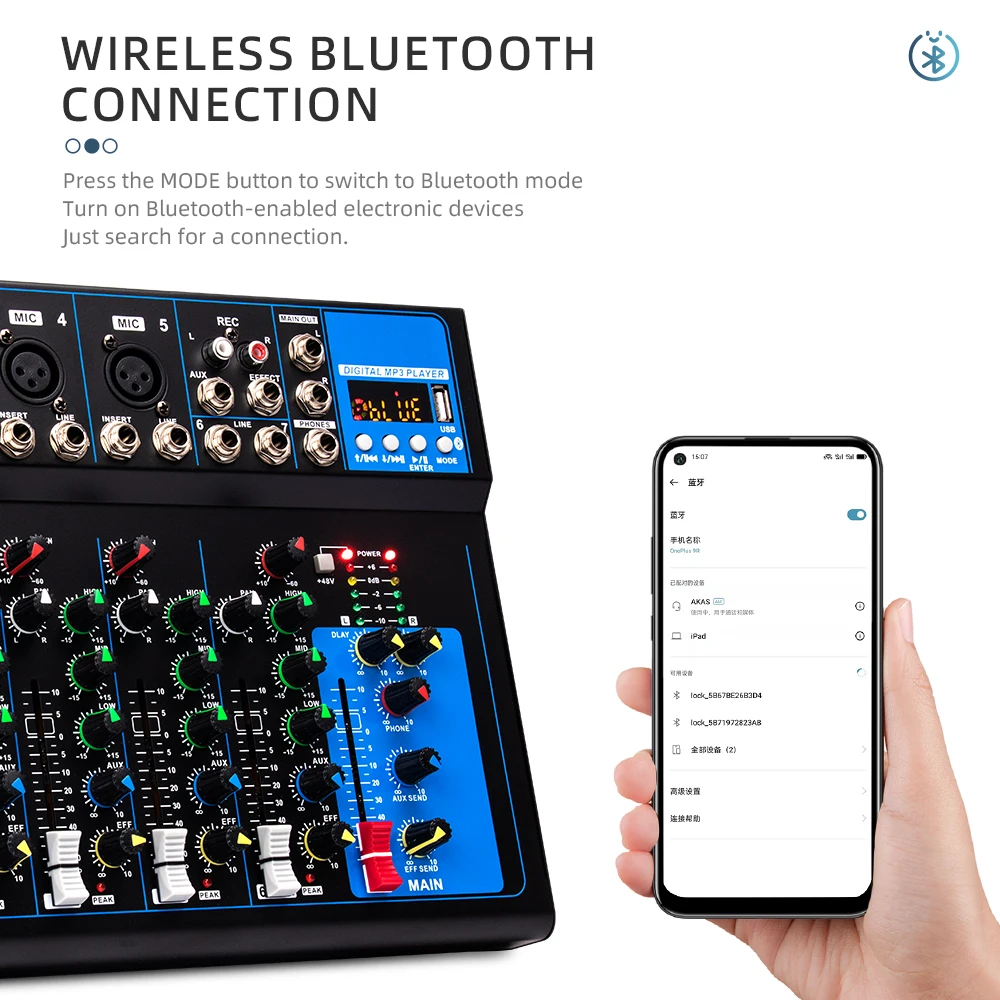 F7 profissional 7 canais mixer bluetooth usb reverb home ktv palco performance ao vivo rede k música amplificador de mixagem de áudio
