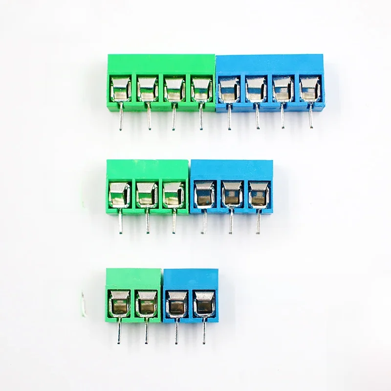 10 sztuk/partia KF301-5.0-2P KF301-3P KF301-4P skok 5.0mm prosty Pin 2P 3P 4P śruba PCB złącze listwy zaciskowej niebieski zielony — zdjęcie 2