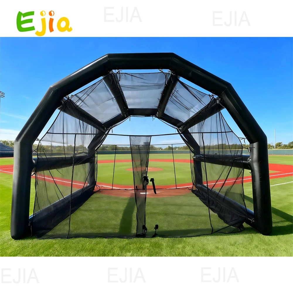 20x16フィート 商用PVC製インフレータブルバッティングケージ 野球スポーツゲーム ネット付き ソフトボールピッチングケージ、フットボール/テニス練習用