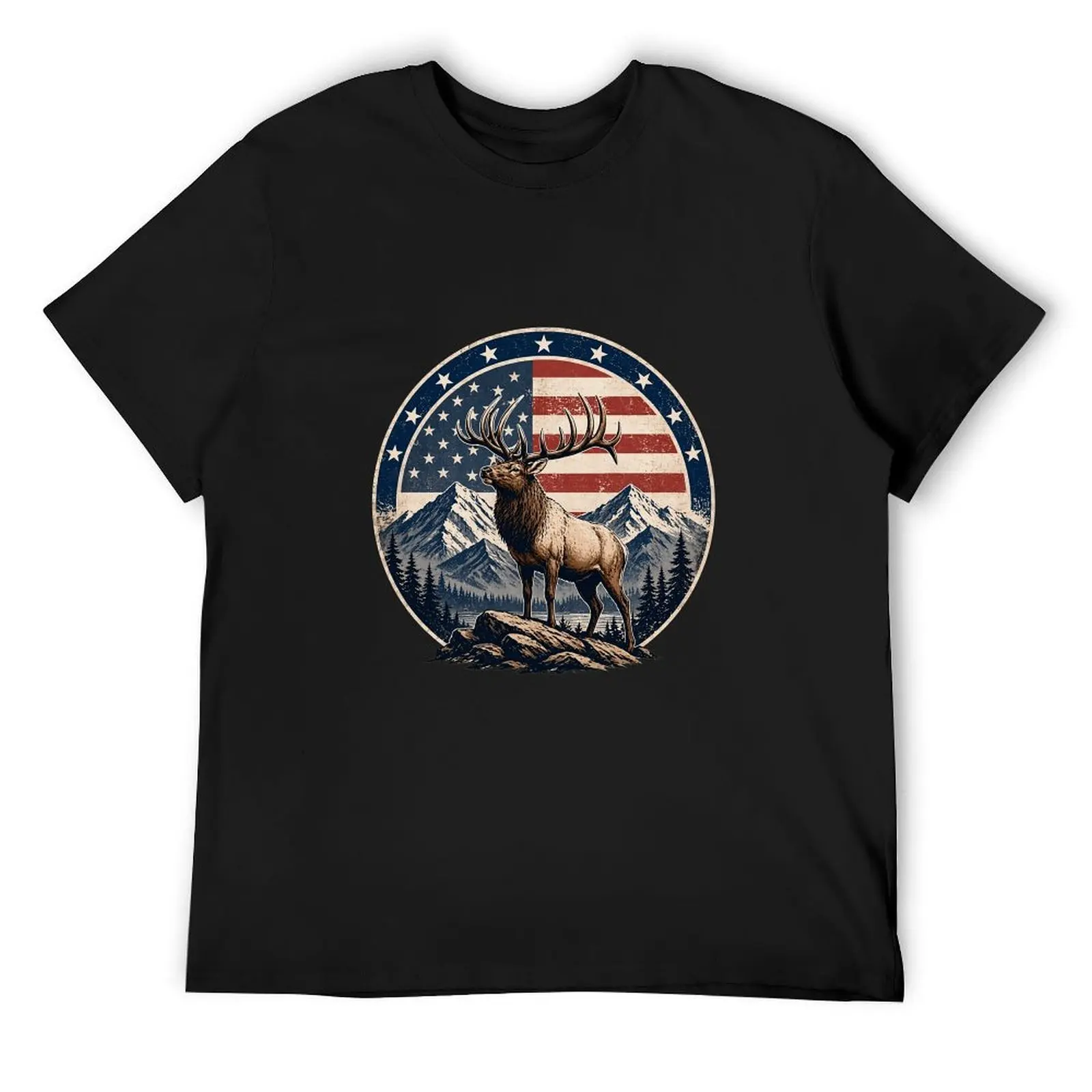 Cool Hip Hop Buck Deer Country Boy Graphic Black Tshirt Plaid Shirt Grunge Brick Wall Outdoorsman Casual Top