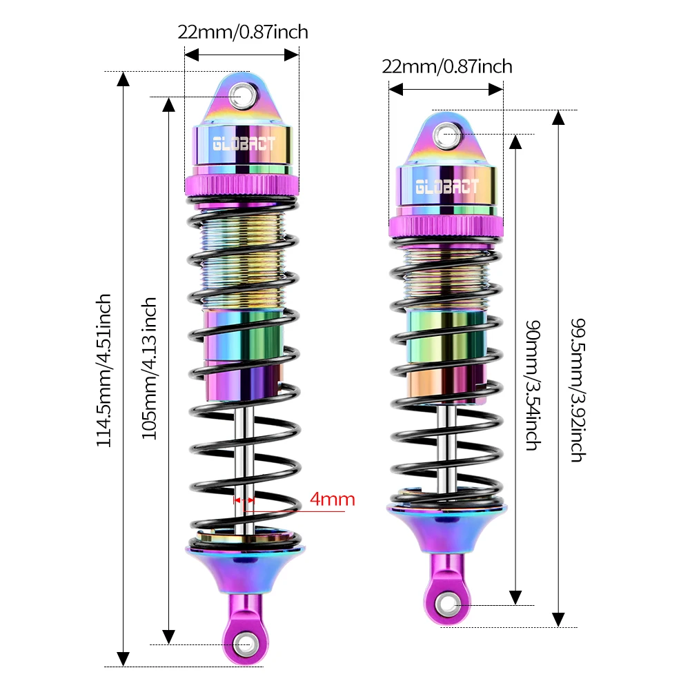 GLOBACT Oil Shock Absorber Colorful RC Shock Absorber Damper Set for Traxxas Slash Stampede Rustler Bandit Hoss 1/10 RC Upgrade