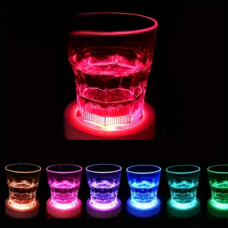 20 pièces LED dessous de verre lumières coloré brillant bouteille de vin autocollants Bar fête de mariage éclairage brillant bouteille de vin autocollants