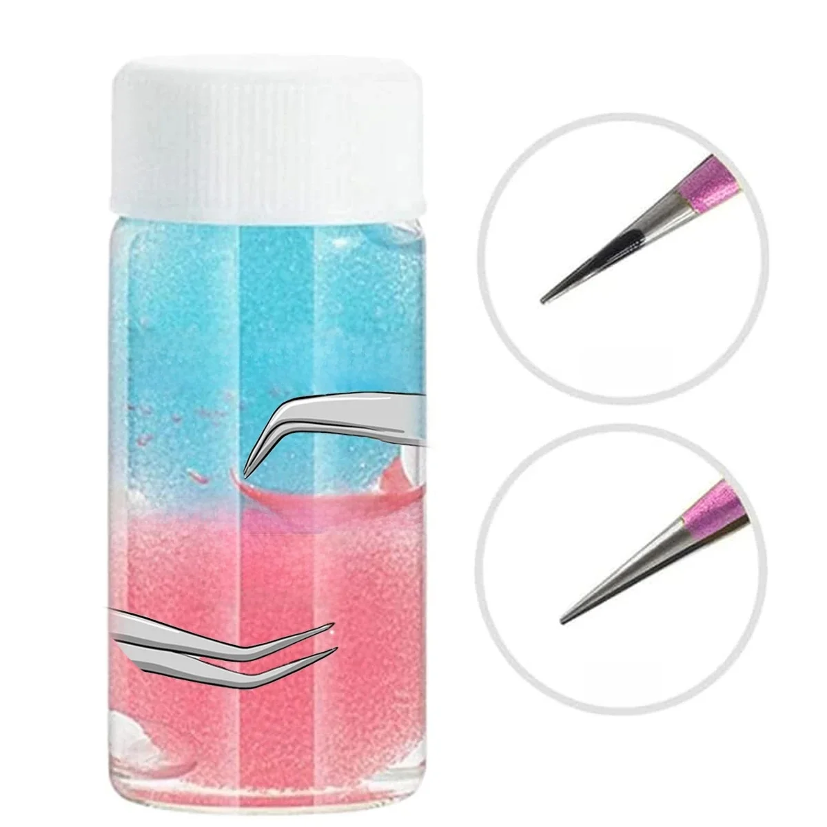 Nettoyeur de pincettes à cils, 25ml, outils de nettoyage avec dissolvant de colle, liquide et boule éponge, colle de nettoyage