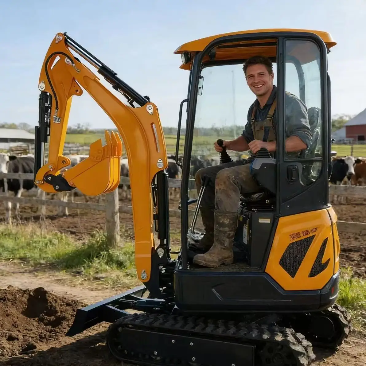 

Factory Price Customized 1.8T Mini Digger Crawler Excavator 360 Swing Boom Trencher Earth Auger Construction Tool