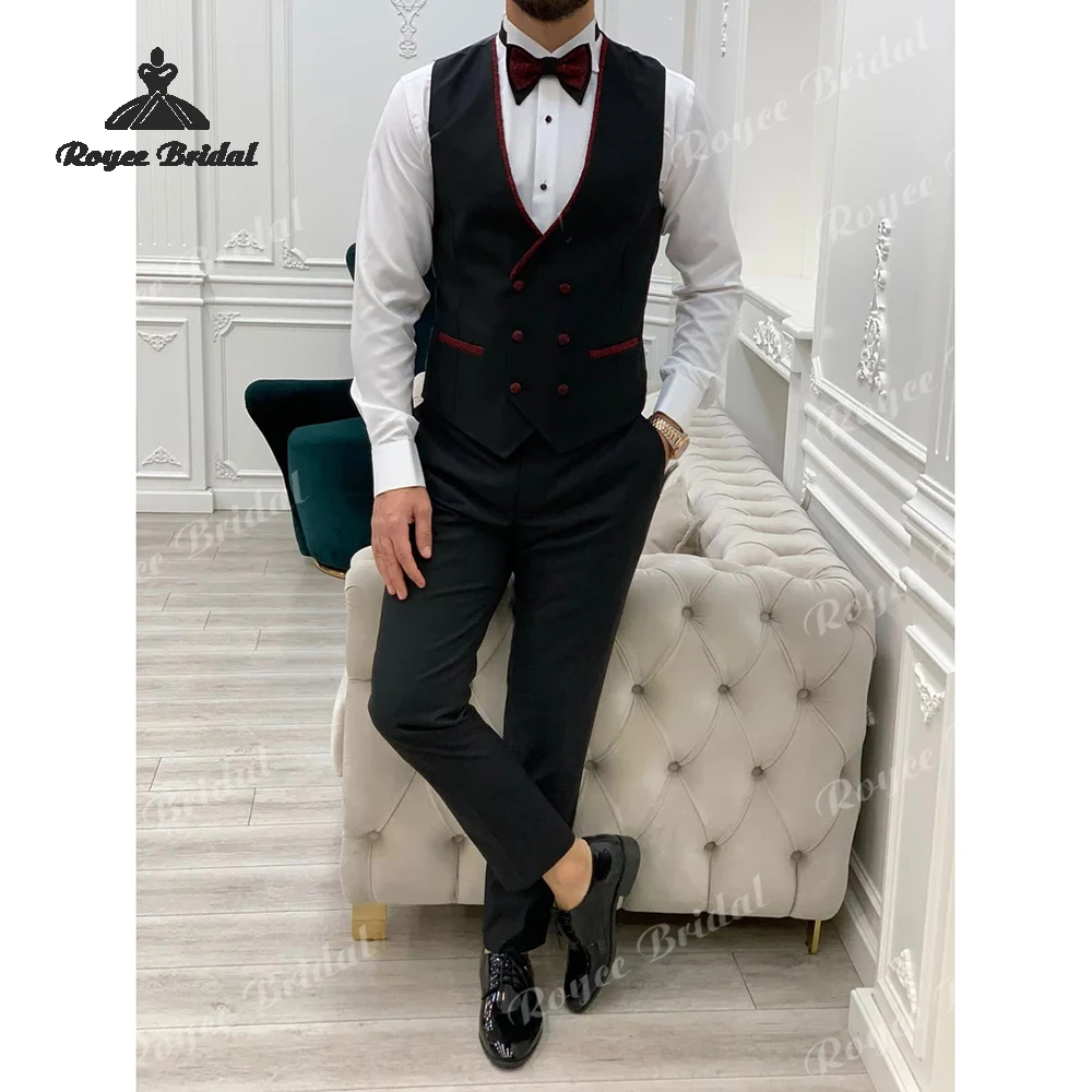 Three Piece Single Breasted Wedding Men's Wedding Suit 2026 Color Blocking Party Prom Evening Suits costume homme mariage