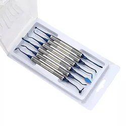 Blue Titanium Coated Dental Composite Filling Instrument Kit 6 Pcs Restorative Basic Tools for Dental Care