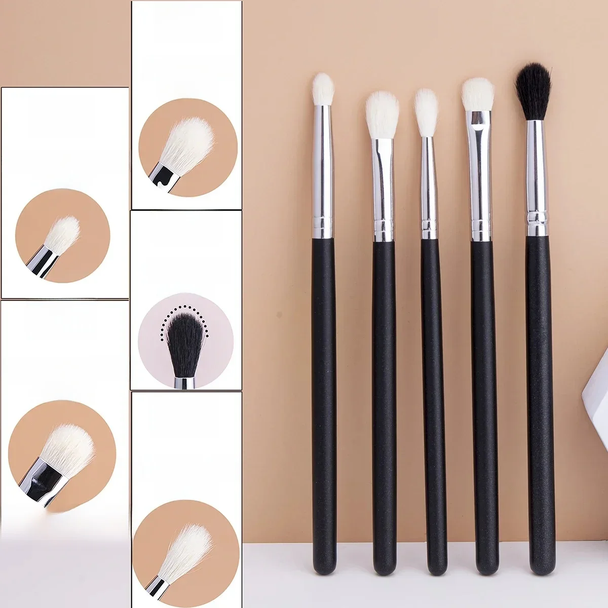 Pinceaux de maquillage pour fard à paupières, ombre à paupières plate, pinceaux de mélange de plis, poils de chèvre, ombre à paupières, crème liquide, poudre, outil de maquillage