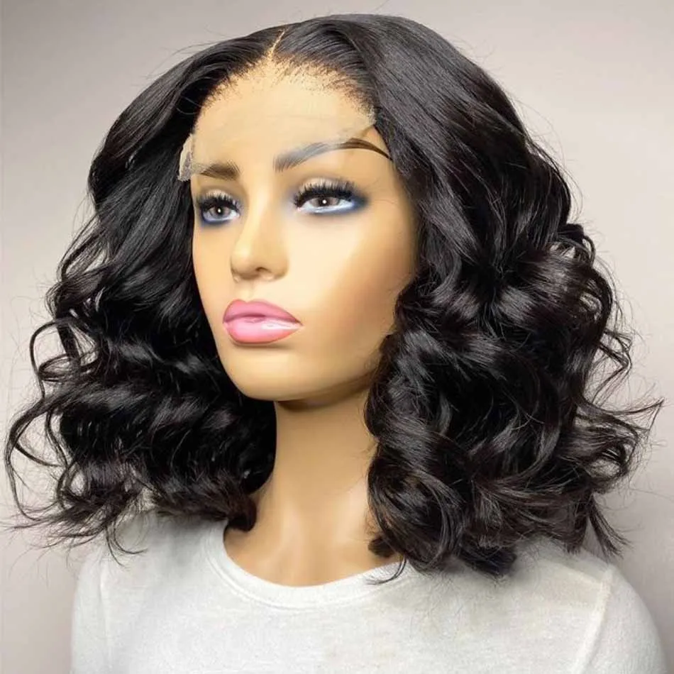 

250% Loose Wave Short Bob Wig Brazilian Human Hair Wig 13X4 HD Lace Frontal Wig Body Wave Human Hair Wigs For Black Women