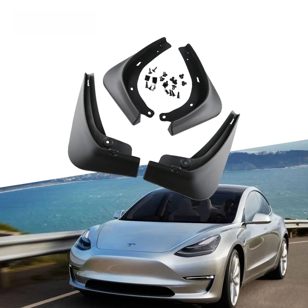 4 sztuki / zestaw chlapaczy do Tesla Model 3 2016-2021 2022 2023+ Błotnik przedniego tylnego koła Błotnik błotnika — zdjęcie 2