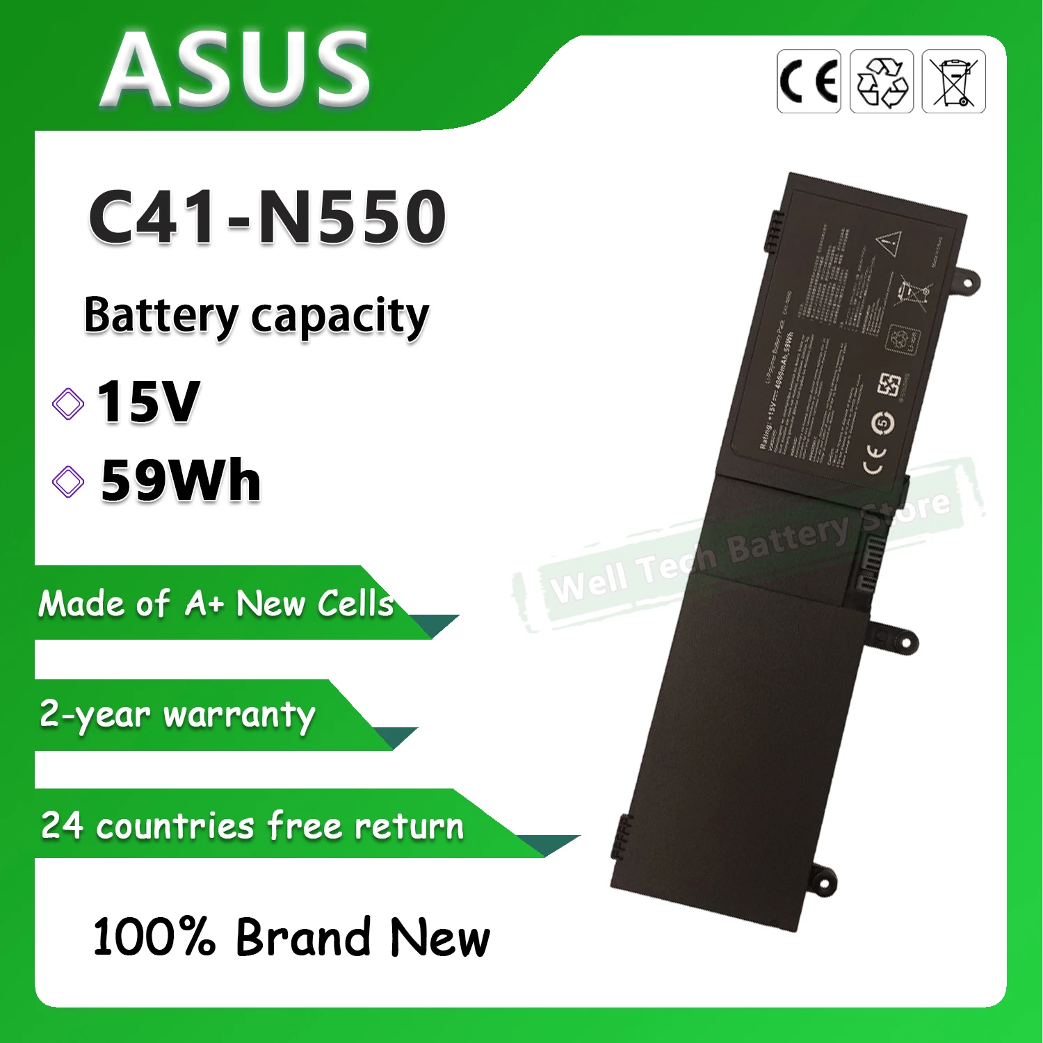 15V 59Wh C41-N550 Laptop Battery for ASUS N550J N550X47JV/S Q550LF N550JK